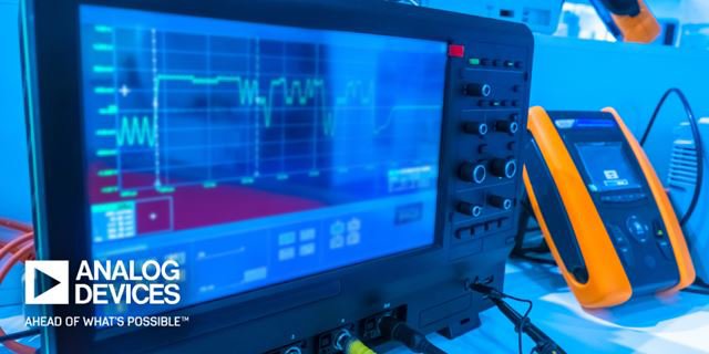 Up-close view of an oscilloscope