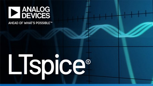 Image of the word LTspice® on monitoring device Analog Devices logo present