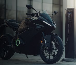 Image of electric motor charged by electric charger