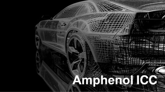 A sleek wireframe rendering of a modern car displayed against a black background. 