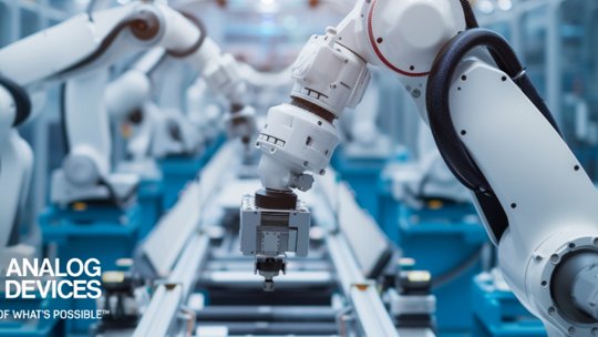 Bild von Roboterarmen in einer Fabrik während der Arbeit