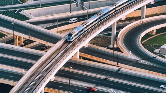 Various transport roads crossing each other 