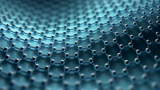 石墨烯晶格的详细视图，展示其六边形分子结构。