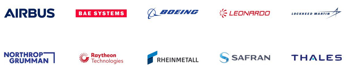 A collection of logos from prominent aerospace and defense companies