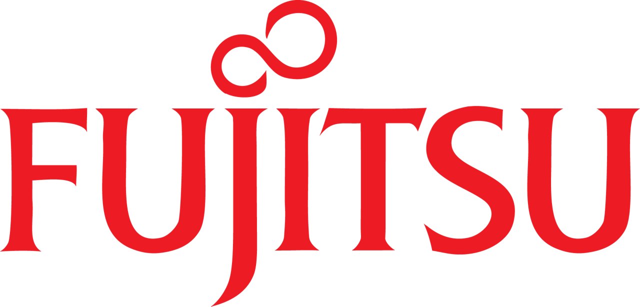 Fujitsu logo in color with transparent background