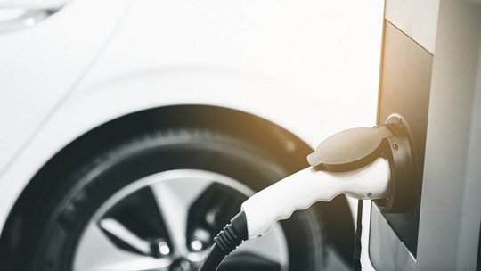 Electric car charging battery energy in station