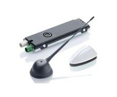 A sleek antenna and receiver set featuring a compact design