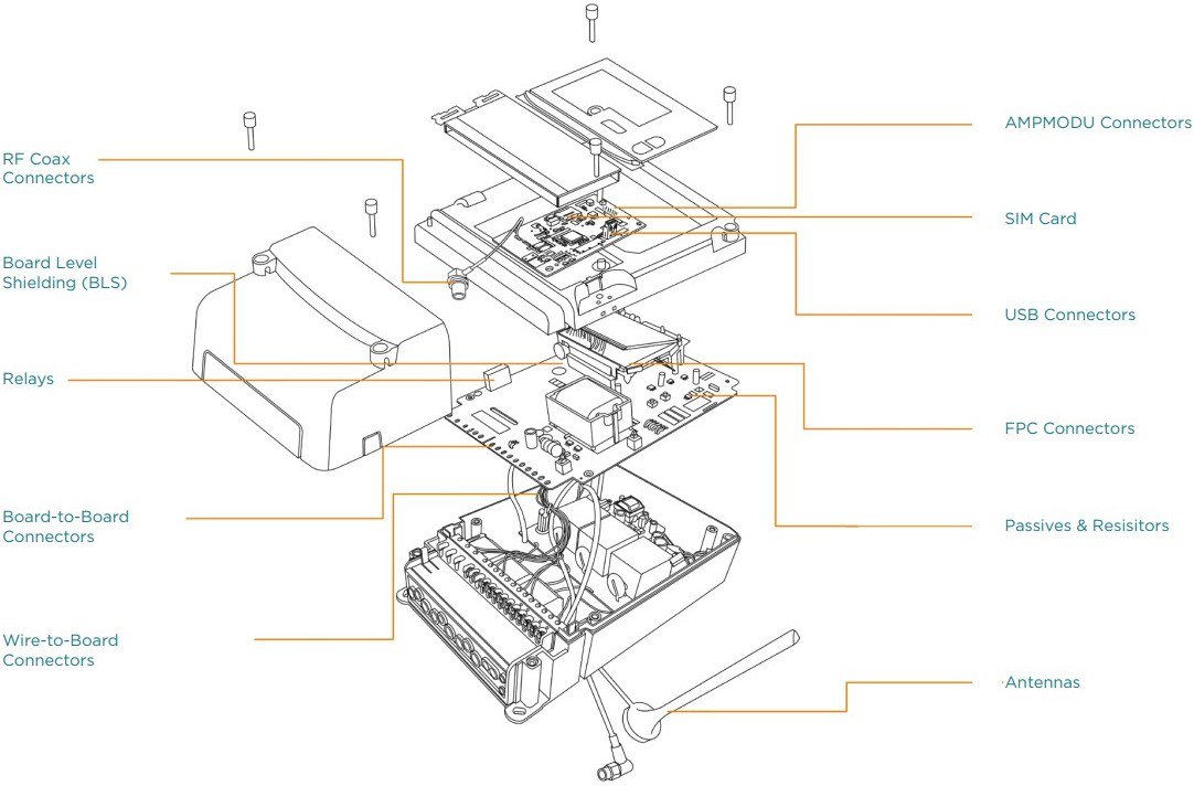 Detailed illustration showcasing an exploded view of an electronic device
