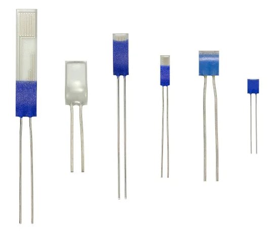 A collection of six electronic components featuring blue and metallic elements